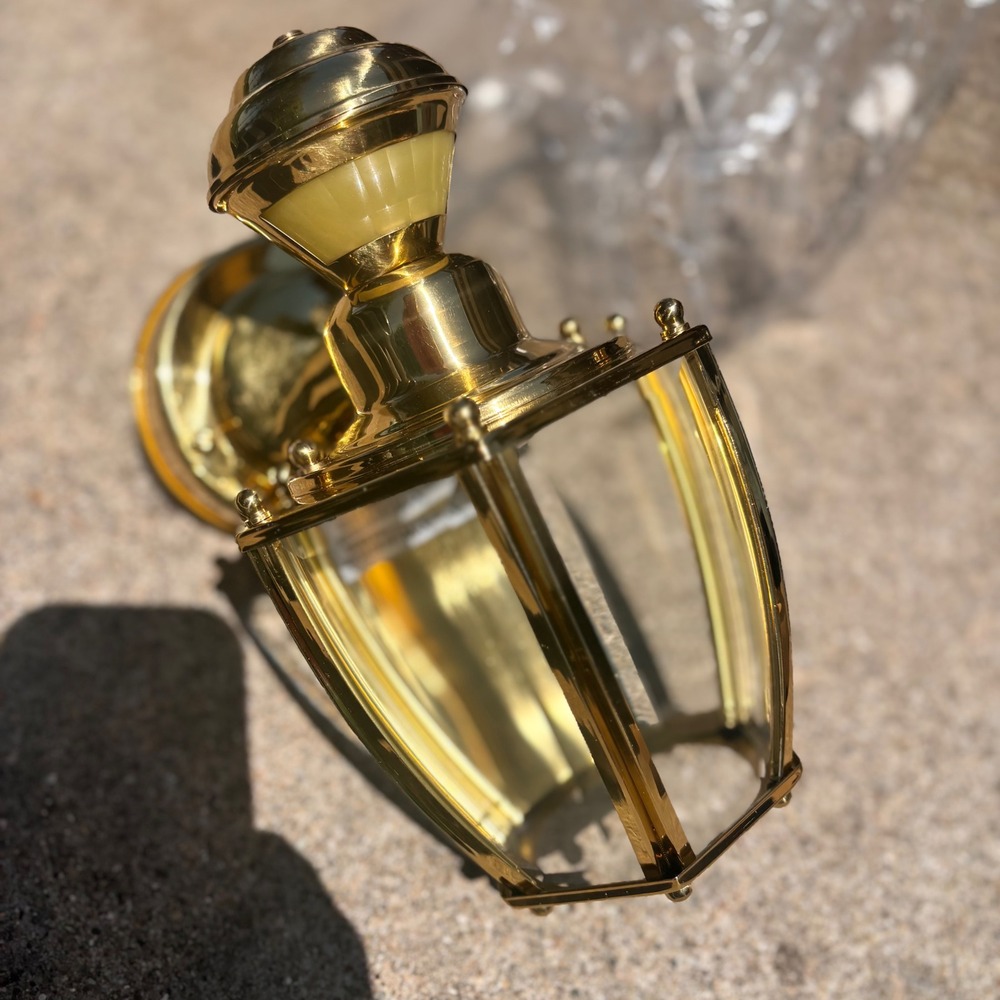 Hampton Bay Motion Sensor Exterior Carriage Light Polished Brass NEW Cottagecore